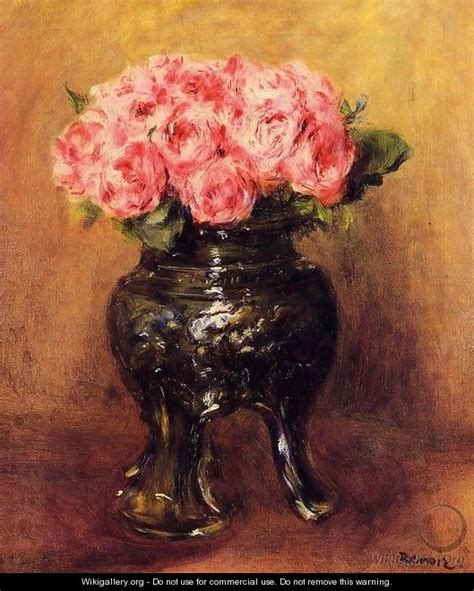 Roses In A China Vase Pierre Auguste Renoir The