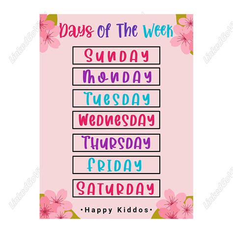 Days Of The Week Poster Free Printable