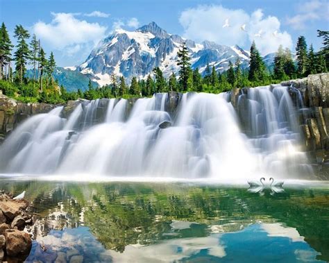 Spring Waterfall Landscape Wallpapers 4k Hd Spring Waterfall