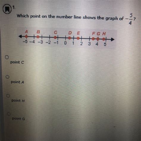 Which Point On The Number Line Shows The Graph Of 54 Answer Options