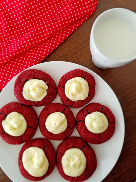 Red Velvet Thumbprint Cookies With Cream Cheese Filling Are To Die For