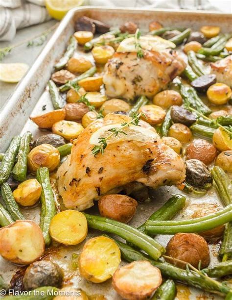 Sheet Pan Lemon Thyme Chicken Potatoes And Green Beans Is All The