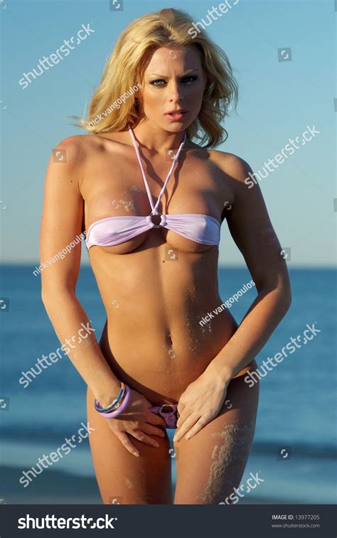Sexy Woman Wearing Purple Bikini Posing Stock Photo Shutterstock