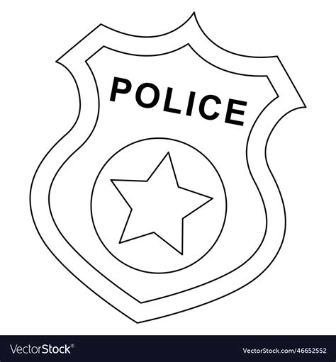 Police Badge Isolated Coloring Page For Kids Vector Image