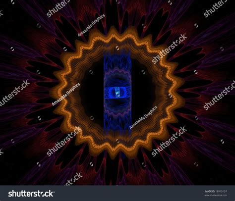 Center Glow Fractal Abstract With Bright Blue Glowing Center With