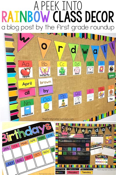Fun pictures, themes, designs, and sayings to inspire your students! Rainbow Classroom Decor Set - Firstgraderoundup