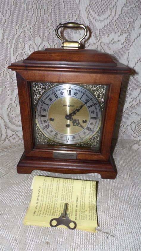 Vintage Howard Miller W Germany Wind Up Mantel Clock 340 020a 2 Jewel