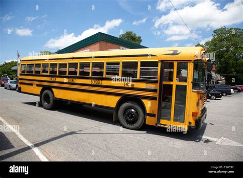 Yellow American Bluebird School Bus In Lynchburg Tennessee Usa