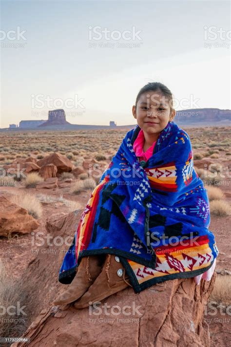 Pretty Nine Year Old Native American Navajo Indian Girl In The Early Morning Hours Dressed In