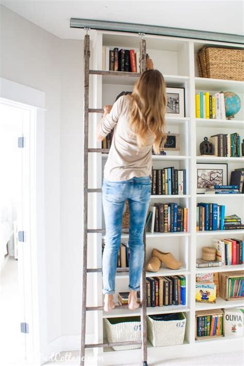 Get more photo about home ikea home decor related with by looking at photos gallery at the bottom of this page. Billy Bookcase Hack with Library Ladder | Library ladder ...