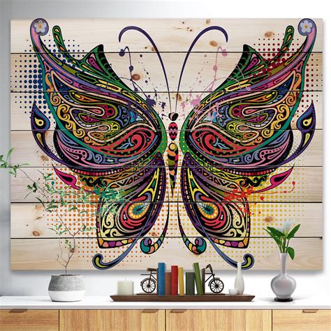 Design Art Designart Variegated Butterfly Abstract Print On Natural