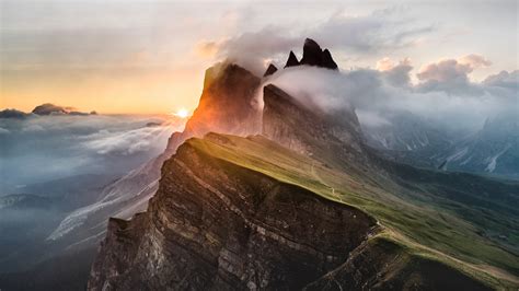 Download 3840x2160 Wallpaper Dolomites Mountains Clouds Nature Italy