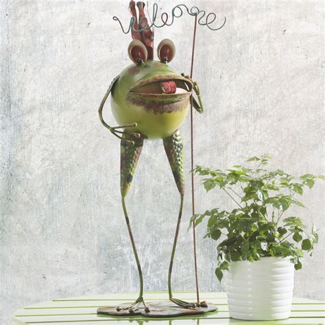 Sunjoy Whimsical Welcome Frog Garden Statue Wayfair