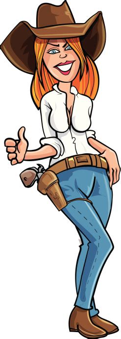 Cartoon Cowgirl Giving A Thumbs Up Isolated Stock Illustration
