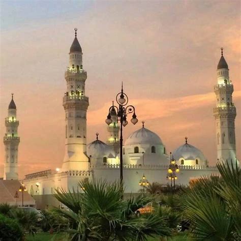 Sunset Over Masjid Al Quba Mecca Beautiful Mosques Place Of Worship