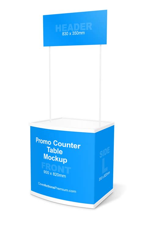 promo counter table mockup cover actions premium mockup psd template