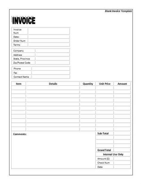 Our free invoice templates allow you to fill in the invoice number so that you can easily track it in your favorite accounting program. Blank Invoice Template - Printable Word, Excel Invoice ...