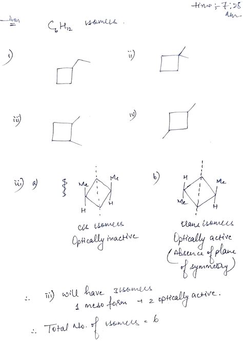 how many isomer of c6h12 containing cyclobutane ring including stereoisomers