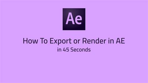 Render in After effects in 45 seconds - YouTube