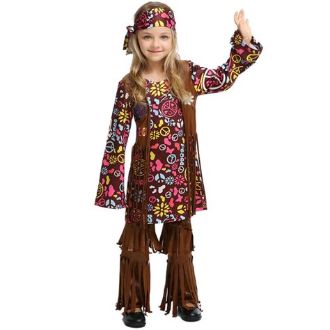 Umorden Peace And Love Hippie Costume For Girls Kids Child 70s Costumes