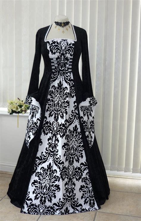 Medieval Gothic Black And White Bold Wedding Dress Dawns Medieval