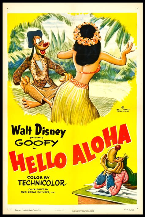 1952 walt disney presents goofy in hello aloha classic disney movies vintage disney posters