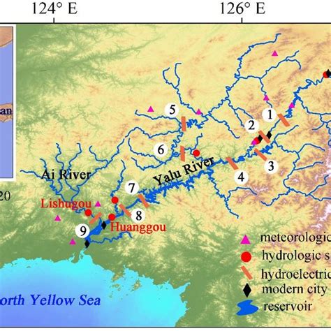 Map of the Yalu River basin. The total water discharge of the Yalu ...