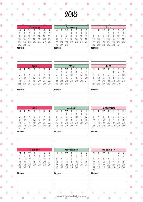 Year Round Calendar At A Glance Blank Qualads