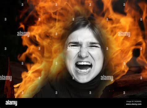 Defocus Screaming Hate Rage Crying Emotional Angry Woman Screaming