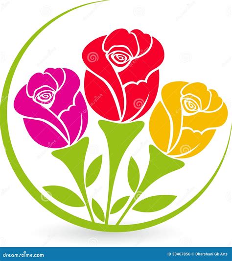 Lá Logotipo Das Rosas Ilustração Do Vetor Ilustração De Idéia 33467856