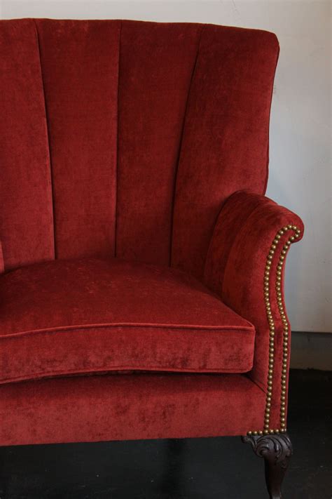 Built in a traditional wing back style the silver crushed velvet fabric is extremely luxurious and is soft to touch. Antique wingback restored and reupholstered back the way ...
