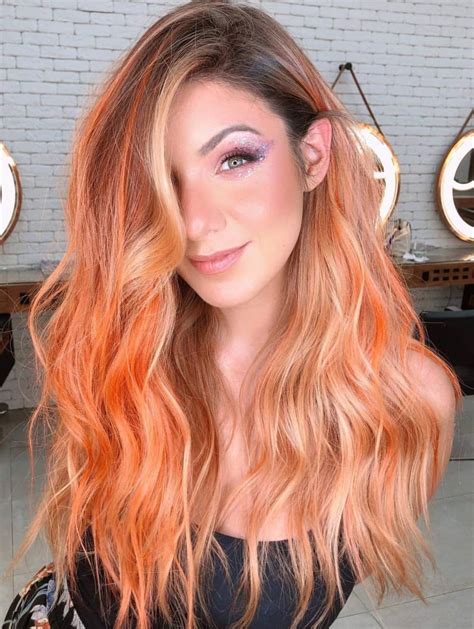 Thinking about a new hair color or haircut? Peachy orange hair color | Hair color orange, Peach hair ...