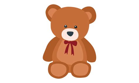 Teddy Bear Clipart Simple Cute Baby Toy Teddy Bear With Tie Flat