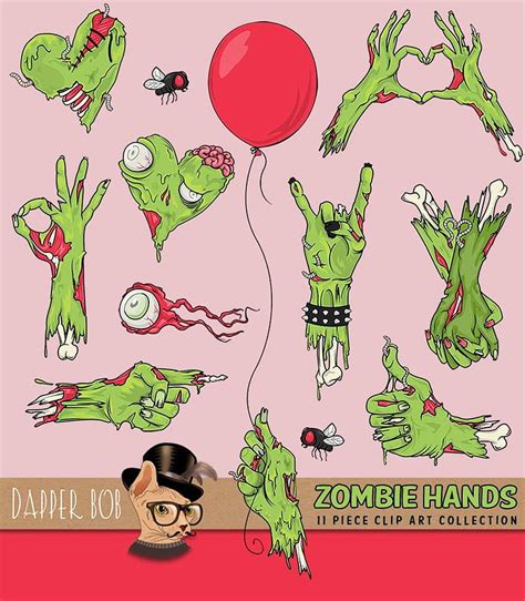 Zombie Hands Fun And Funny Gestures Emoticons Png Clip Art Etsy