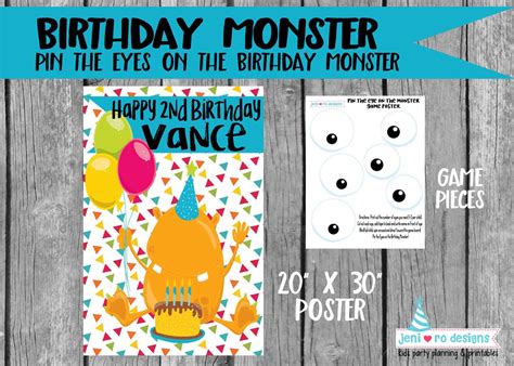 Party Game Pin The Eyes On The Birthday Monster Printable Game