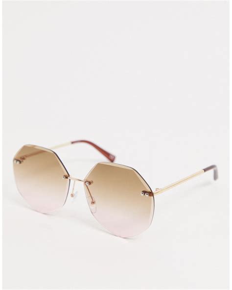 Asos Oversized 70s Rimless Bevel Sunglasses In Metallic Lyst