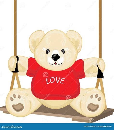Smiling Plush Bear On The Swing Stock Vector Illustration Of Baby