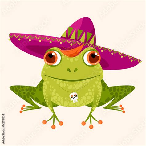 Frog In A Sombrero Mexican Style Stock Vector Adobe Stock