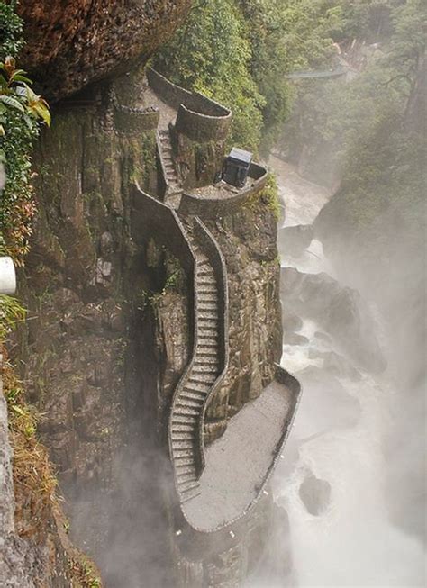 Stairs To A Waterfall In Ecuador Pics