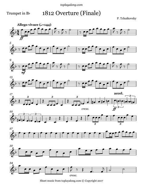 Tchaikovsky 1812 Overture Finale Trumpet Sheet Music Flute Music