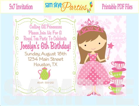Princess Tea Party Birthday Invitations Dolanpedia