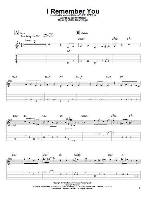 I remember the first time we slept what a surprise to wake up to someone i hardly knew from a sleep to a dream come true i remember you. I Remember You Sheet Music | Tal Farlow | Guitar Tab ...