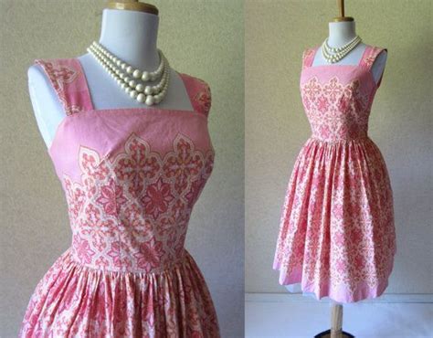 Vintage 1950s Dress 50s Dress Pink Tea Party Dress Etsy Tea