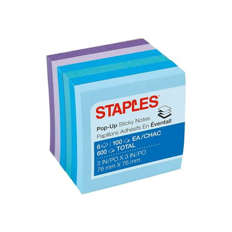 Staples Stickies Pop Up Notes Assorted Watercolors 3 X 3 6 Padspk