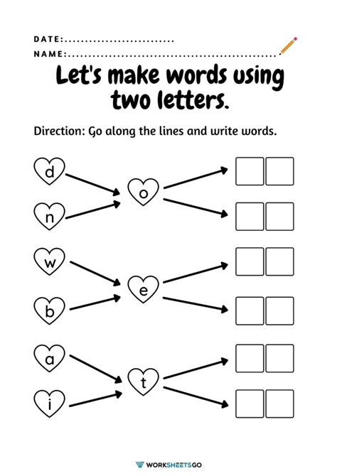 Two Letter Words Worksheet For Kids