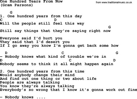 One Hundred Years From Now By The Byrds Lyrics And Chords