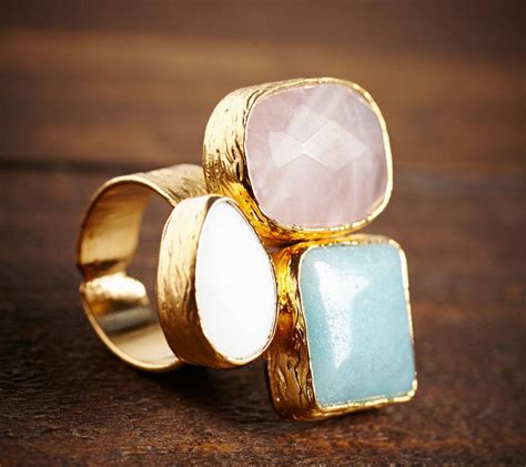 Triple Semi Precious Stone Ring By Lime Lace