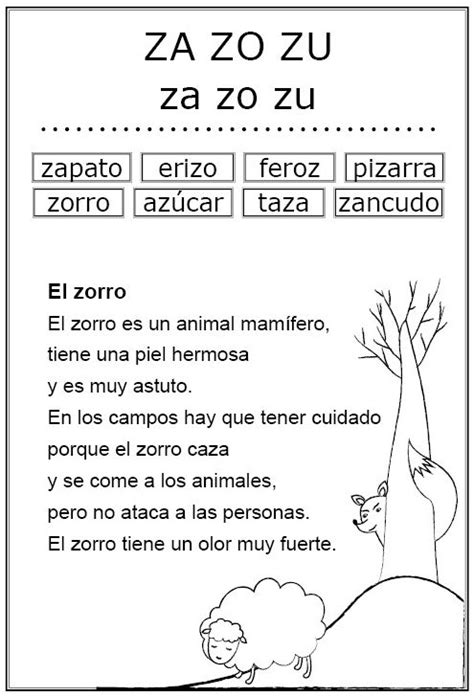 “el Zorro” Letra Z Español Actividades De Letras Lecto Escritura Y