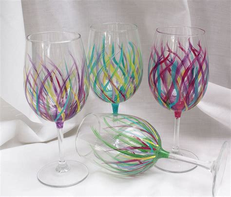 Hand Painted Wine Glasses Kitchen Tableware Home Decor Design Diy