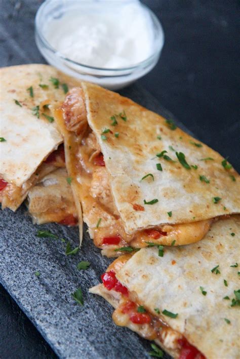 They are not only filled with cheese and chicken, but a delicious. Easy Cheesy Chicken Quesadillas - Cooked by Julie